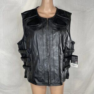 First Women’s Katana Motorcycle Vest Black Leather Size 4X